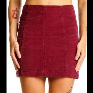 FREE PEOPLE Burgundy Corduroy Mini Skirt size 8